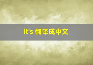 it's 翻译成中文